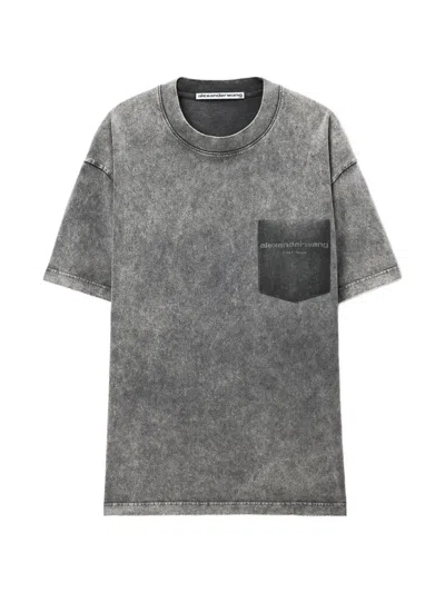 Alexander Wang Shadow Pocket Tee In Gray