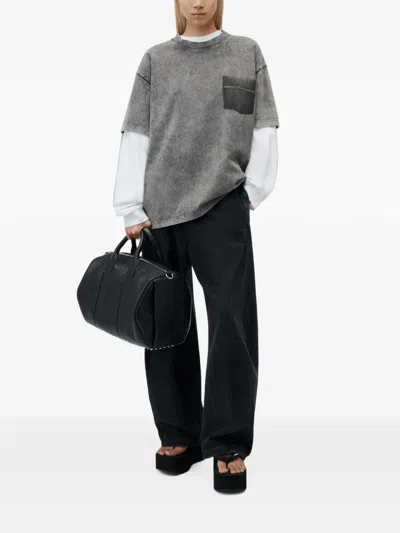 Alexander Wang Shadow Pocket Tee In Gray