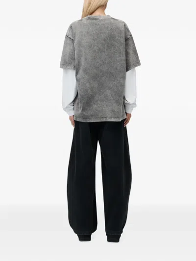 Alexander Wang Shadow Pocket Tee In Gray