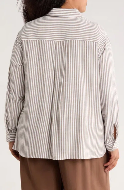 Max Studio Stripe Popover Tunic In Toffee/blk Frame Stripe
