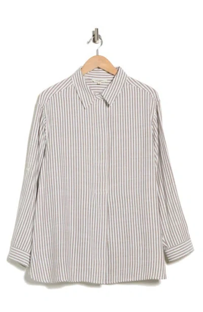 Max Studio Stripe Popover Tunic In Toffee/blk Frame Stripe