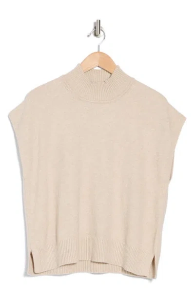 Max Studio Mock Neck Sweater In Hthrbone-heather Bone