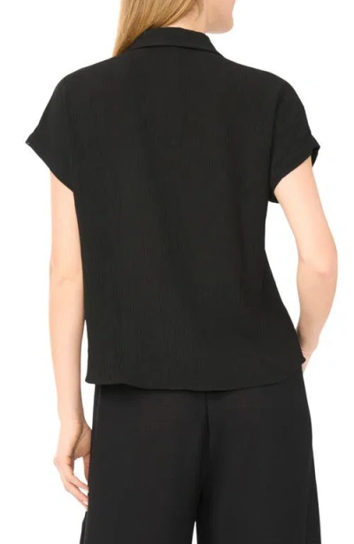Halogen ® Printed Button-up Top In Rich Black 060