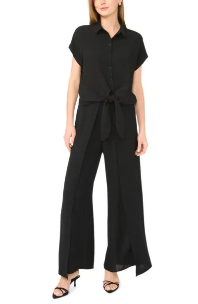 Halogen ® Printed Button-up Top In Rich Black 060