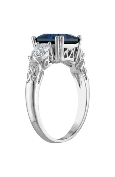 Fzn Cushion Cut Created Sapphire Ring In White