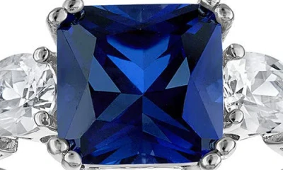 Fzn Cushion Cut Created Sapphire Ring In White
