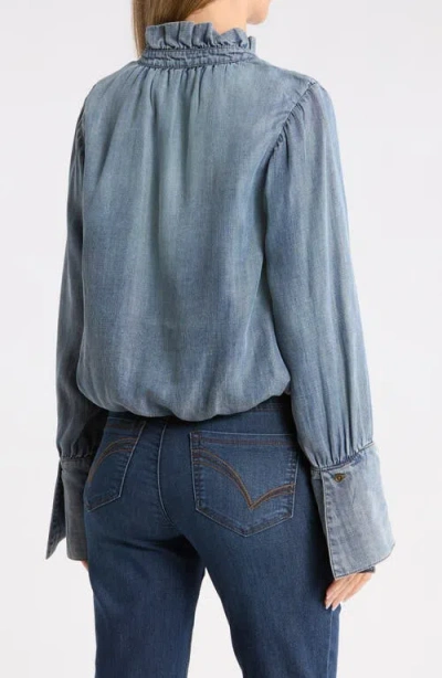 Democracy Ruffle Bubble Top In Light Blue
