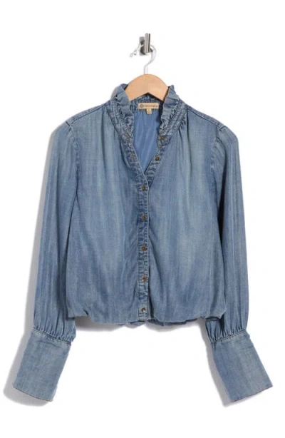 Democracy Ruffle Bubble Top In Light Blue