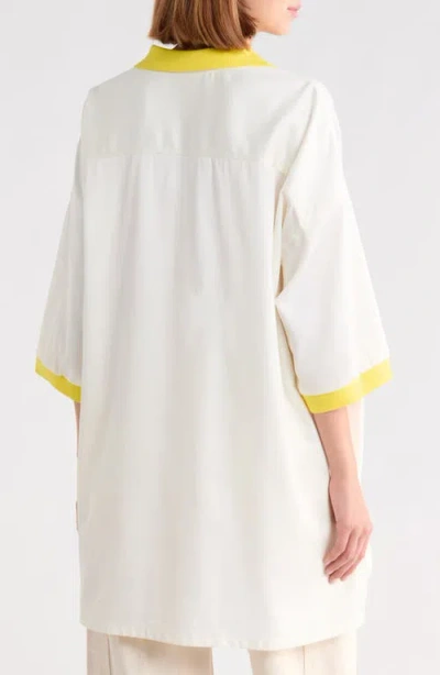 Longchamp Collared Tunic Top In Ecru