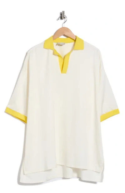 Longchamp Collared Tunic Top In Ecru