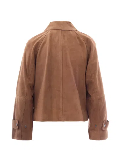 Max Mara Raglan-sleeve Jacket In Brown