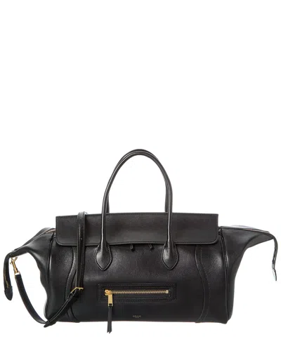 Celine Leather Shoulder Bag In Black