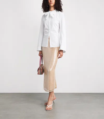Tory Burch Stretch-cotton Bow Blouse In White