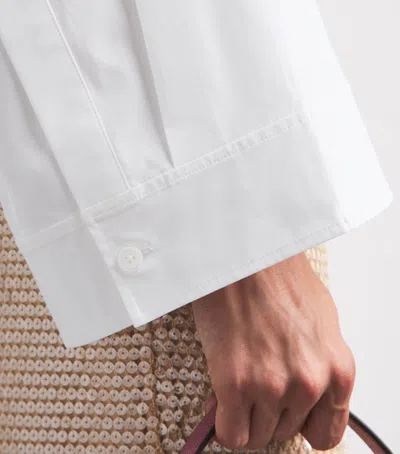 Tory Burch Stretch-cotton Bow Blouse In White