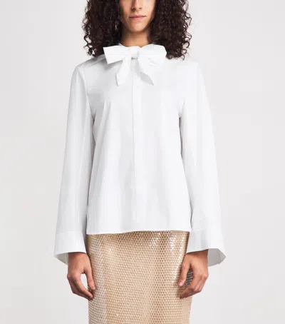 Tory Burch Stretch-cotton Bow Blouse In White