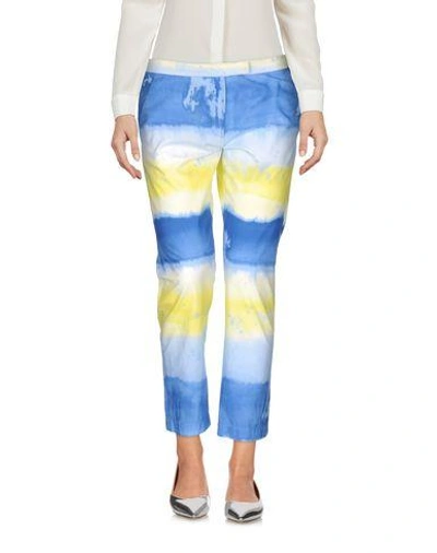 Shop Msgm Woman Cropped Pants Azure Size 8 Cotton In Blue