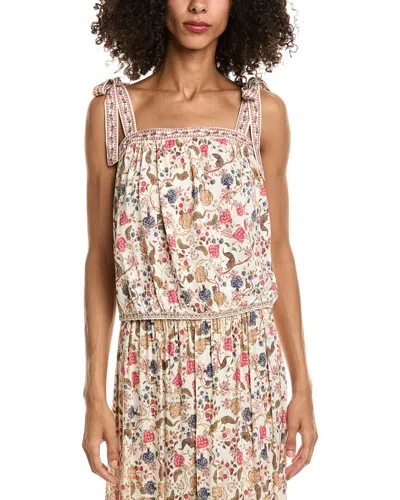 Max Studio Tie Shoulder Bubble Hem Top In Multi
