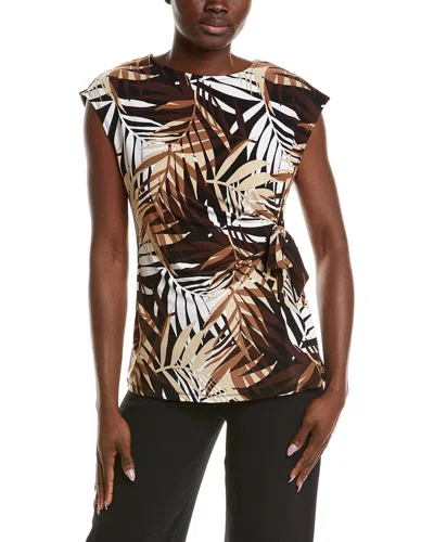 Anne Klein Extended Shoulder Top In Brown