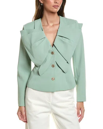 Gracia Ruffle Front Jacket In Green