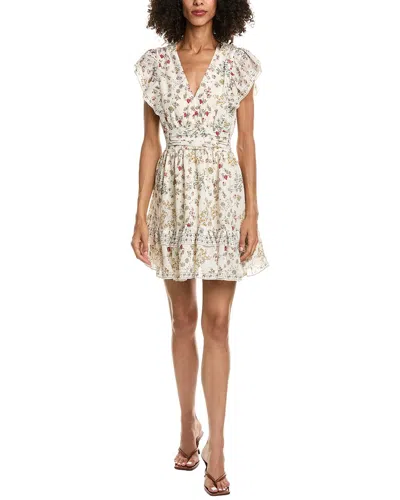 Max Studio V-neck Flutter Sleeve Mini Dress In White