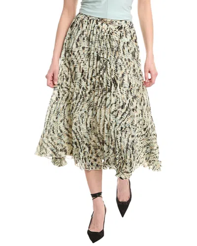 Anne Klein Print Pleated Maxi Skirt In Green