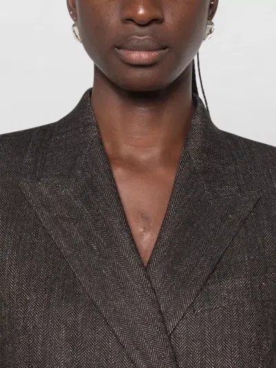 Tagliatore Doublebreasted Jacket With Herringbone Pattern In Gray