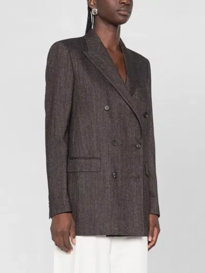 Tagliatore Doublebreasted Jacket With Herringbone Pattern In Gray