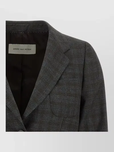 Dries Van Noten Checked Wool Blazer In Gray
