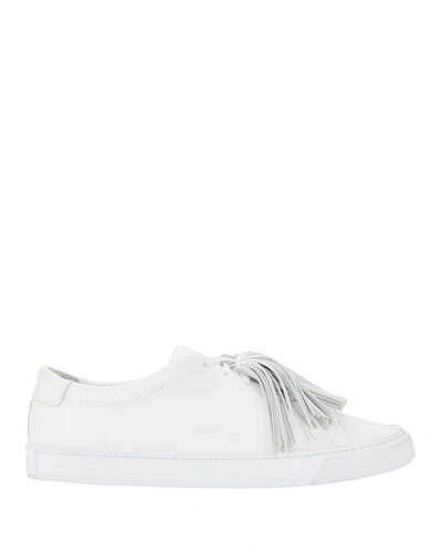Shop Loeffler Randall Logan Tassel Leather Sneakers White 2