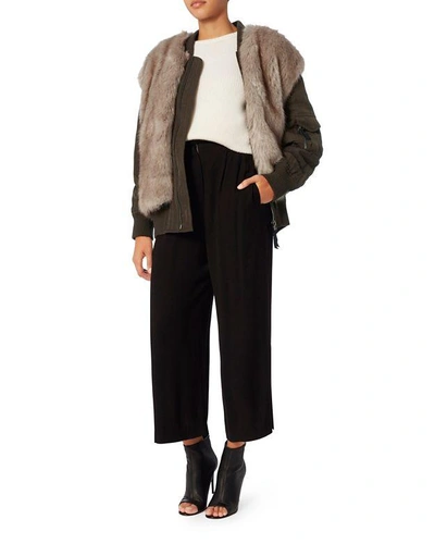 Shop Helmut Lang Two-in-one Bomber Jacket & Faux Fur Vest