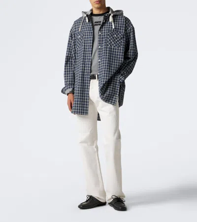 Miu Miu Checked Cotton Flannel Overshirt In Multi