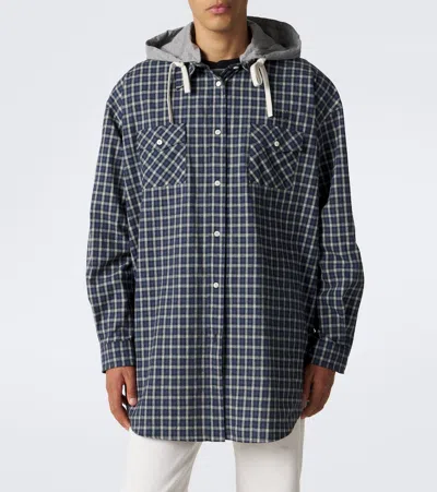 Miu Miu Checked Cotton Flannel Overshirt In Multi