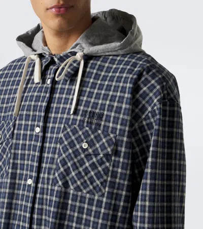 Miu Miu Checked Cotton Flannel Overshirt In Multi