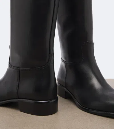 Prada Leather Knee-high Boots In Black