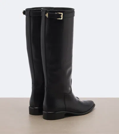 Prada Leather Knee-high Boots In Black