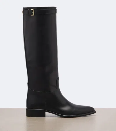 Prada Leather Knee-high Boots In Black