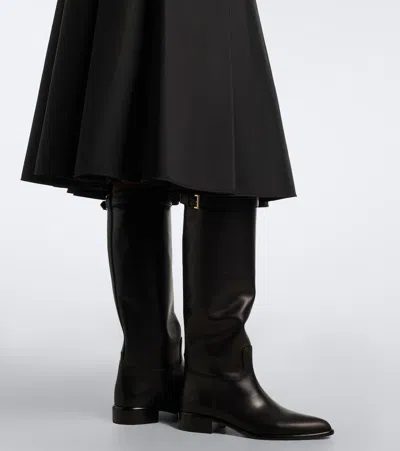 Prada Leather Knee-high Boots In Black