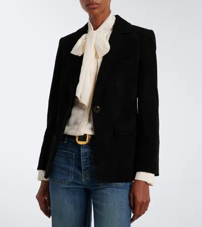 Veronica Beard Healy Suede Blazer In Black