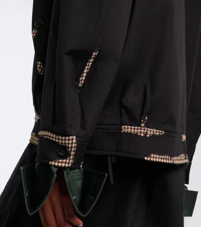 Prada Houndstooth Devoré Cotton Blouson Jacket In Black