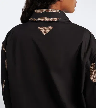 Prada Houndstooth Devoré Cotton Blouson Jacket In Black