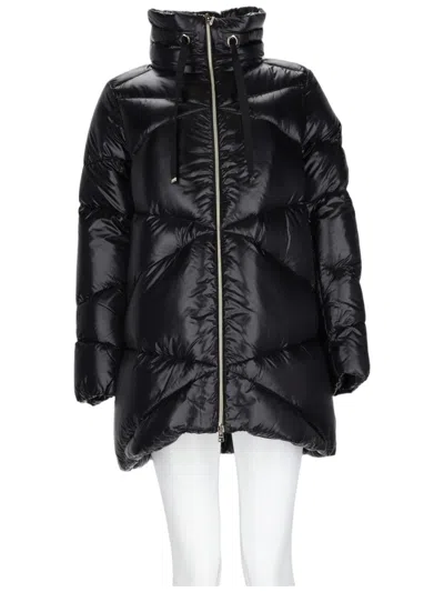 Herno Quilted Glossy High Collar Polyamide Down Jacket In Black