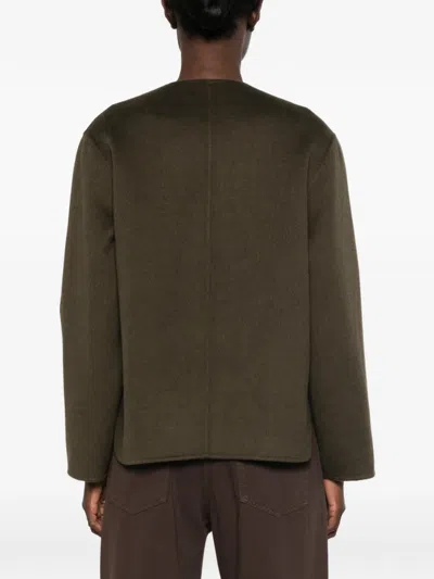 Bompard Collarless Button-front Jacket In Green