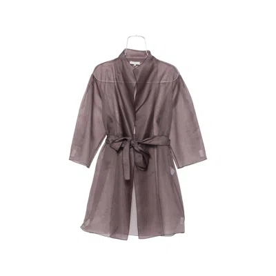 Antonelli Sheer Belted Coat In Grey