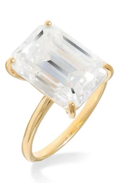 Ys Gems Emerald Cut Lab Created Moissanite Statement Ring In White