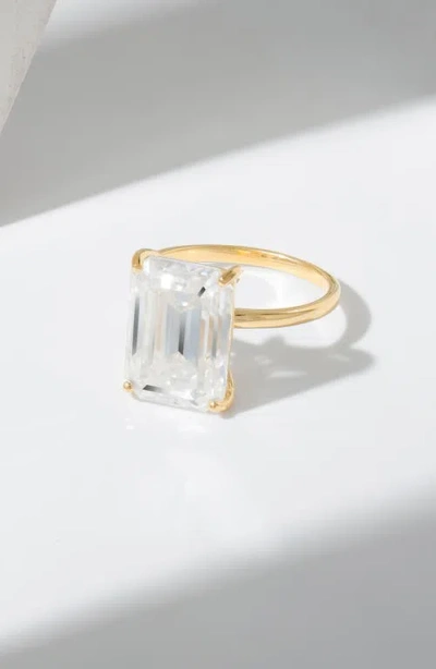 Ys Gems Emerald Cut Lab Created Moissanite Statement Ring In White