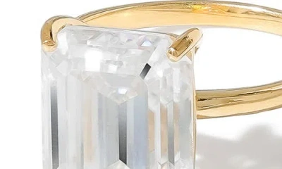 Ys Gems Emerald Cut Lab Created Moissanite Statement Ring In White