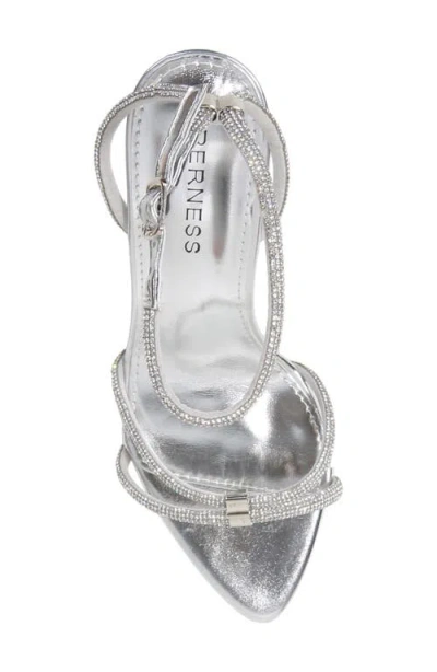 Berness Hellene Rhinestone Ankle Strap Sandal In Silver