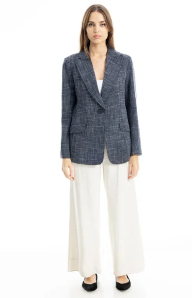 Max Studio One Button Blazer In Dk Navy Melange