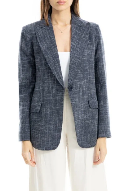 Max Studio One Button Blazer In Dk Navy Melange