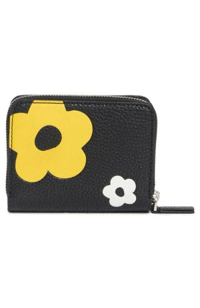 Marc Jacobs Daisy Print Bold Mini Compact Wallet In Black Multi